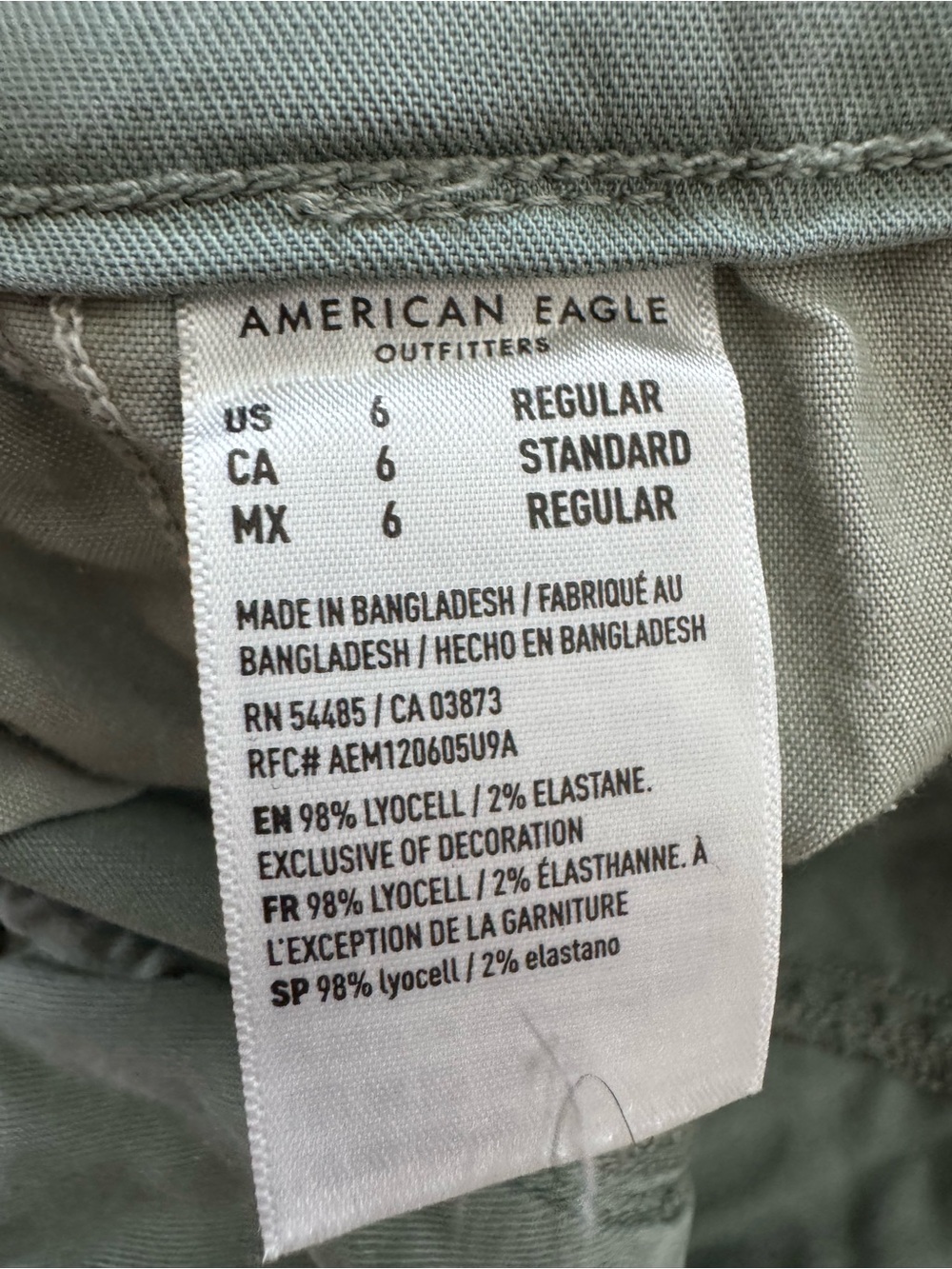 American Eagle Cargo Pants Size 6 Sage Green Wide Leg Y2K Stretch Utility - Picture 2 of 9